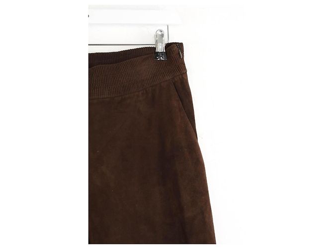 Maison Ullens Pantalones slim de ante marrón Castaño - vista 2