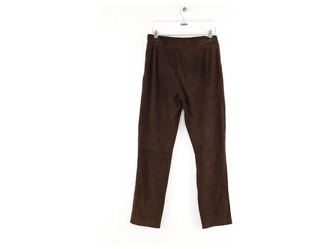 Maison Ullens Pantalones slim de ante marrón Castaño - vista 3
