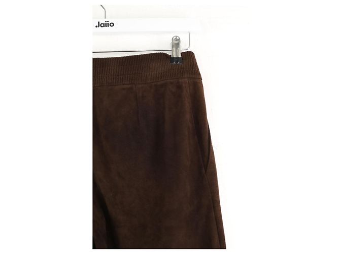 Maison Ullens Pantalones slim de ante marrón Castaño - vista 4