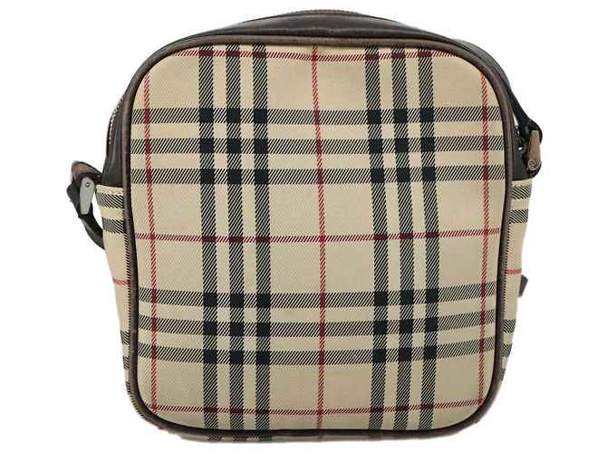 Borsa a spalla Burberry Nova Check in tela beige Auth th5516 - vista 2