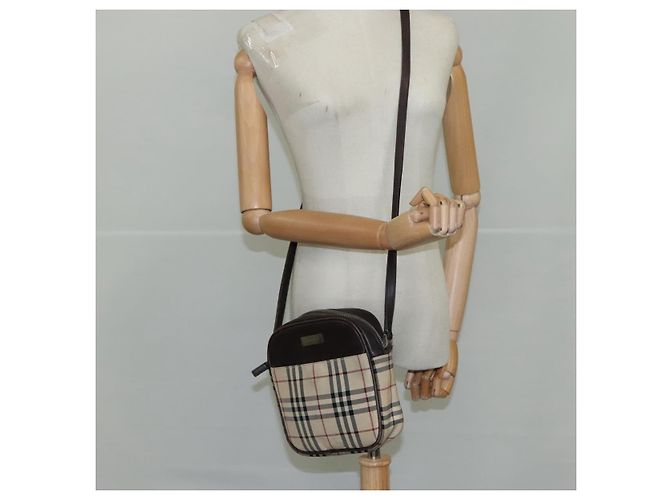 Borsa a spalla Burberry Nova Check in tela beige Auth th5516 - vista 21