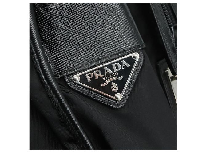 Borsa a Spalla PRADA in Nylon Nero Auth yk16281 - vista 18