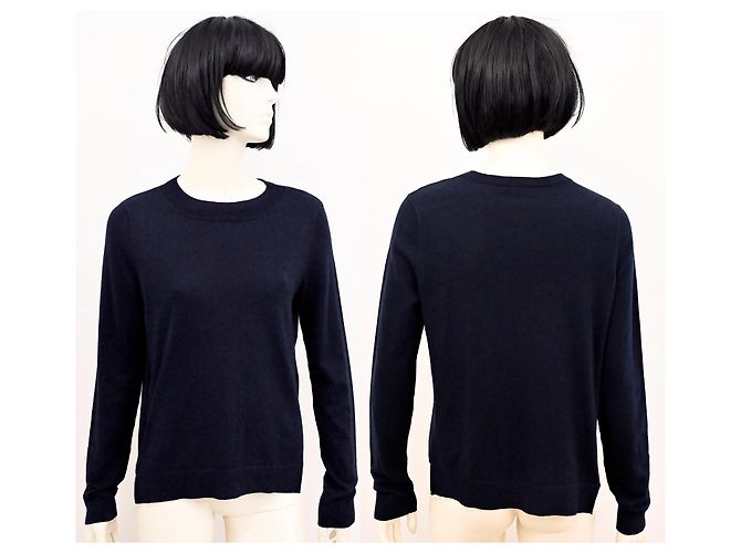 Whistles Weicher Strickpullover aus Merinowolle und Baumwolle mit seitlichem Reißverschluss in Marineblau, Größe M - Ansicht 2