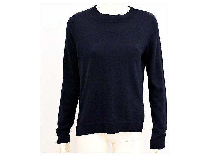 Whistles Weicher Strickpullover aus Merinowolle und Baumwolle mit seitlichem Reißverschluss in Marineblau, Größe M - Ansicht 5
