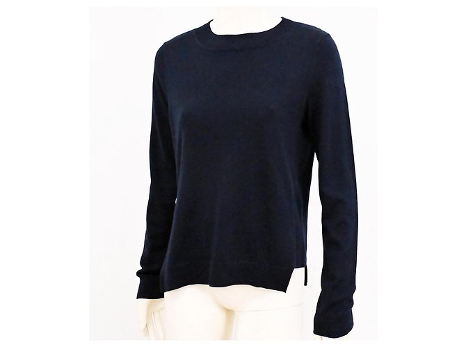 Whistles Weicher Strickpullover aus Merinowolle und Baumwolle mit seitlichem Reißverschluss in Marineblau, Größe M - Ansicht 7
