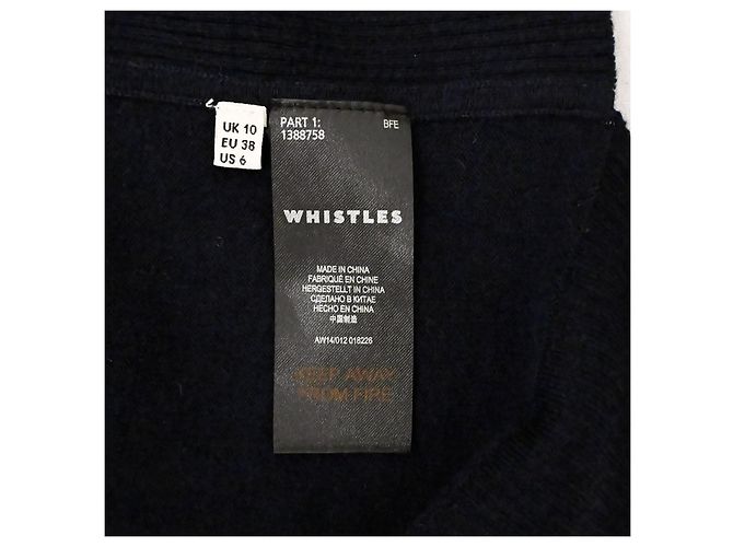 Whistles Weicher Strickpullover aus Merinowolle und Baumwolle mit seitlichem Reißverschluss in Marineblau, Größe M - Ansicht 9