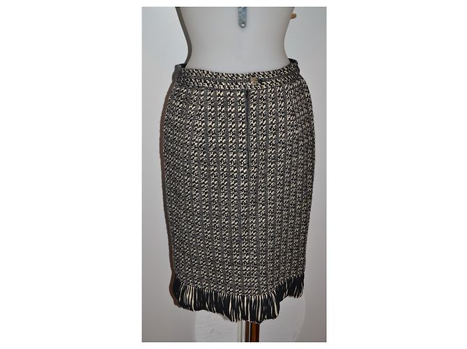 Falda midi Emanuel Ungaro de lana negro blanco - vista 4