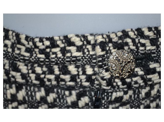 Falda midi Emanuel Ungaro de lana negro blanco - vista 5