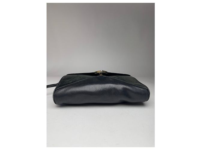 Céline Vintage Celine Paris Triomphe Wildledertasche Marine Schwarz - Ansicht 10