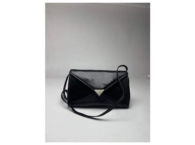 Céline Vintage Celine Paris Triomphe Wildledertasche Marine Schwarz - Ansicht 13