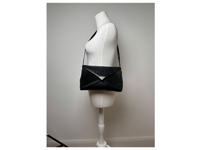 Céline Vintage Celine Paris Triomphe Wildledertasche Marine Schwarz - Ansicht 4