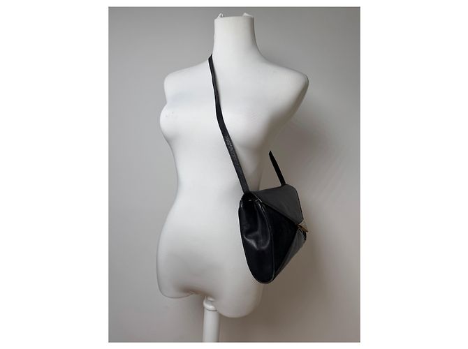 Céline Vintage Celine Paris Triomphe Wildledertasche Marine Schwarz - Ansicht 5
