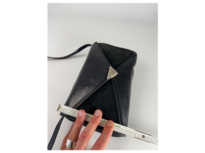 Céline Vintage Celine Paris Triomphe Wildledertasche Marine Schwarz - Ansicht 6