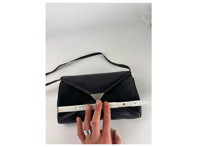 Céline Vintage Celine Paris Triomphe Wildledertasche Marine Schwarz - Ansicht 7