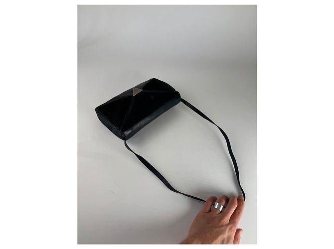 Céline Vintage Celine Paris Triomphe Wildledertasche Marine Schwarz - Ansicht 8
