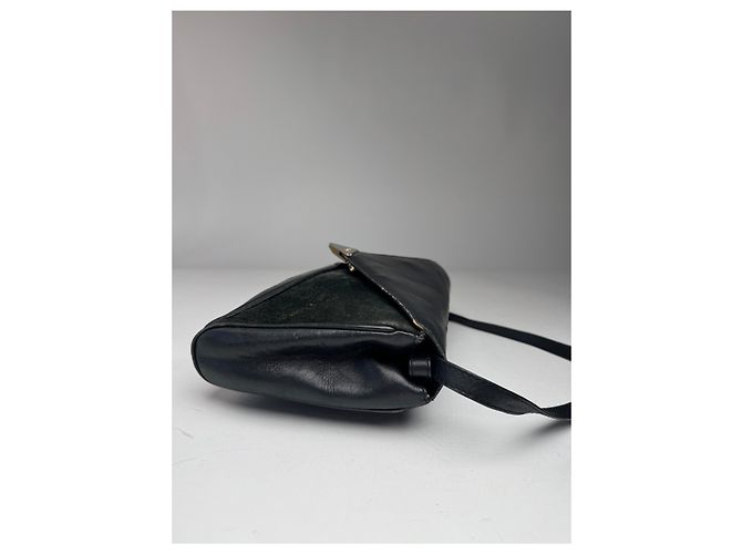Céline Vintage Celine Paris Triomphe Wildledertasche Marine Schwarz - Ansicht 9