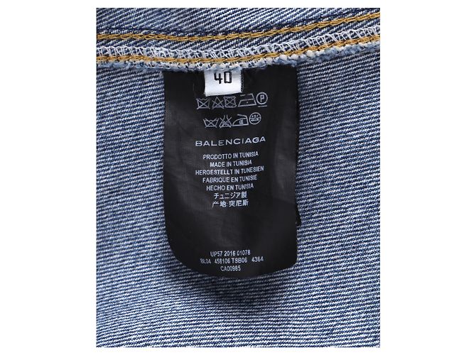 Chaqueta corta abotonada Balenciaga en denim de algodón azul Azul claro - vista 10