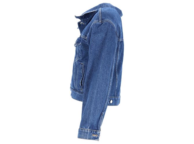 Chaqueta corta abotonada Balenciaga en denim de algodón azul Azul claro - vista 2