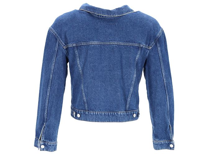 Chaqueta corta abotonada Balenciaga en denim de algodón azul Azul claro - vista 3