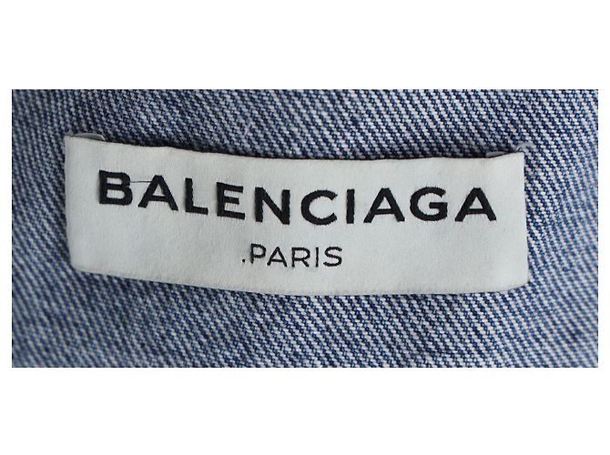 Chaqueta corta abotonada Balenciaga en denim de algodón azul Azul claro - vista 4