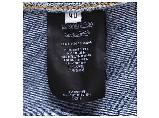 Chaqueta corta abotonada Balenciaga en denim de algodón azul Azul claro - vista 5