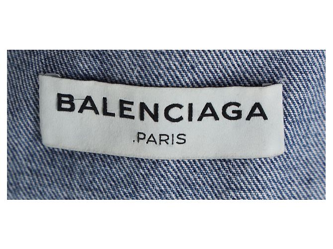 Chaqueta corta abotonada Balenciaga en denim de algodón azul Azul claro - vista 9