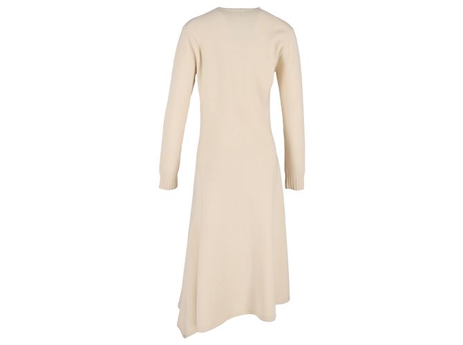 Vestido midi de lana crema de manga larga de Jil Sander Blanco Crudo - vista 3