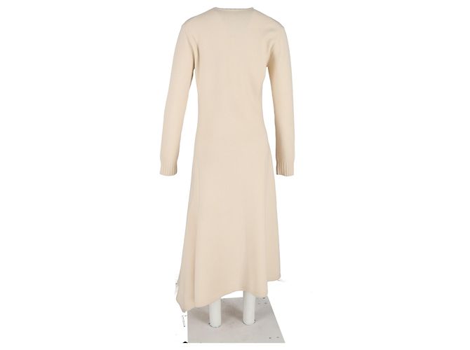 Vestido midi de lana crema de manga larga de Jil Sander Blanco Crudo - vista 6