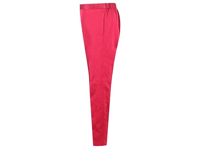 Pantalones de pierna ancha con cordón en seda rosa de Dries Van Noten - vista 2