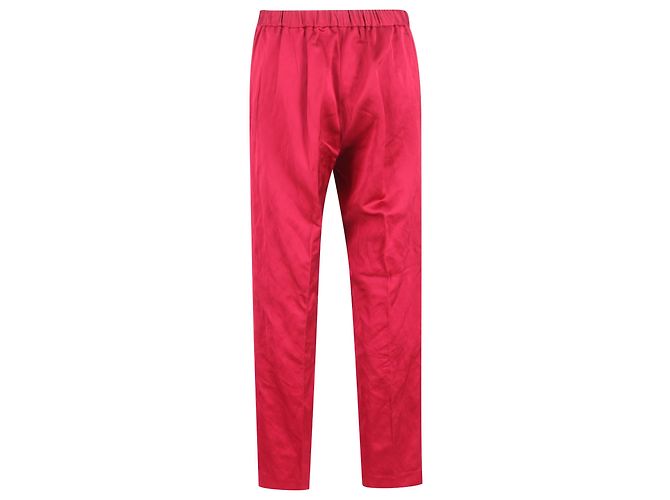 Pantalones de pierna ancha con cordón en seda rosa de Dries Van Noten - vista 3