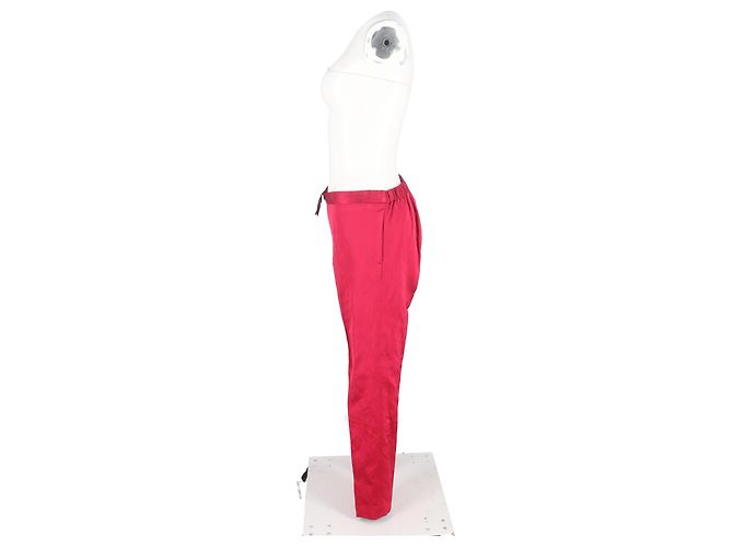 Pantalones de pierna ancha con cordón en seda rosa de Dries Van Noten - vista 5