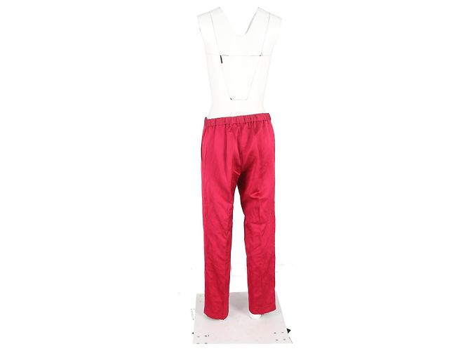 Pantalones de pierna ancha con cordón en seda rosa de Dries Van Noten - vista 6