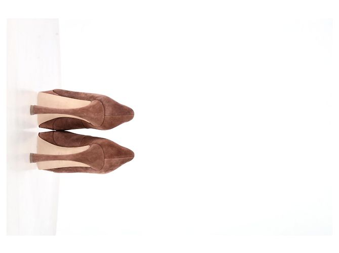 Miu Miu Décolleté con Piattaforma in Camoscio Marrone Rosso - vista 12