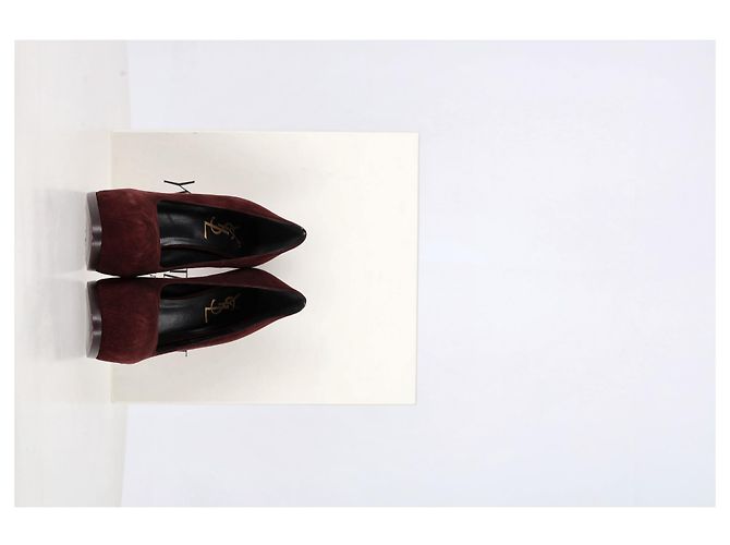 Décolleté a piattaforma Tribtoo di Saint Laurent in suede bordeaux Rosso Bordò - vista 14