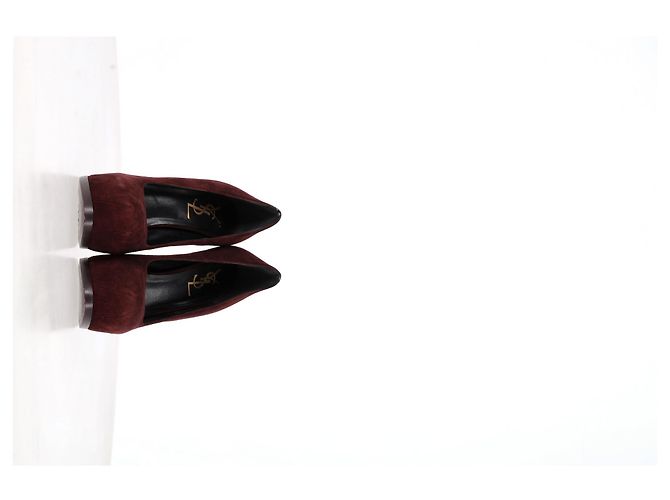 Décolleté a piattaforma Tribtoo di Saint Laurent in suede bordeaux Rosso Bordò - vista 9