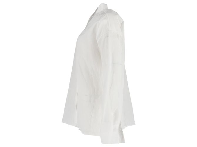 Camisa de botones asimétrica Jil Sander en lino blanco Crudo - vista 2