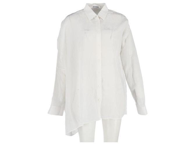 Camisa de botones asimétrica Jil Sander en lino blanco Crudo - vista 4