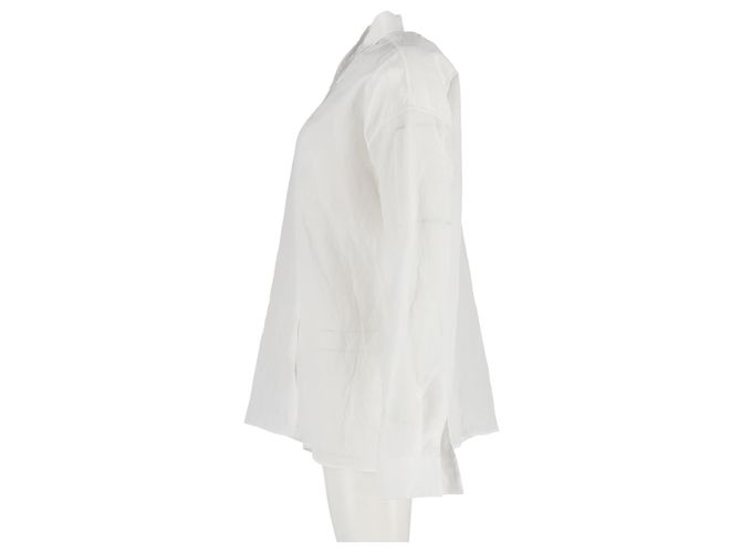 Camisa de botones asimétrica Jil Sander en lino blanco Crudo - vista 5