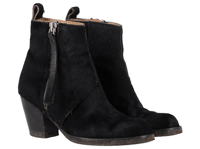 Stivaletti con zip Acne Studios in pelo di pony nero - vista 4