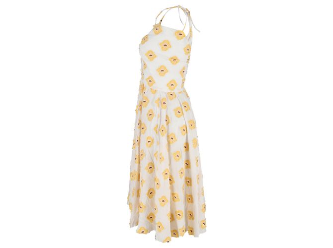 Autre Marque Vestido midi de un hombro en algodón blanco con flores Caroline Constas - vista 2