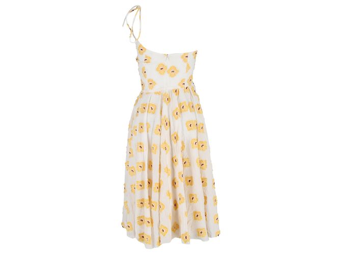Autre Marque Vestido midi de un hombro en algodón blanco con flores Caroline Constas - vista 3