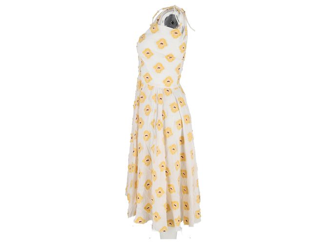 Autre Marque Vestido midi de un hombro en algodón blanco con flores Caroline Constas - vista 5