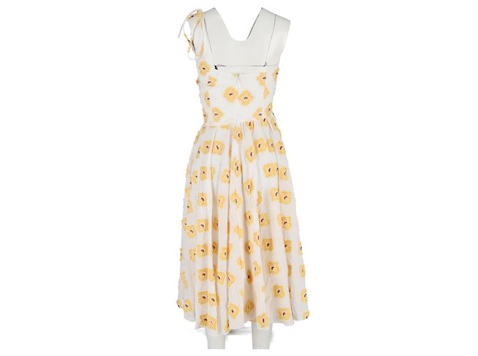 Autre Marque Vestido midi de un hombro en algodón blanco con flores Caroline Constas - vista 6