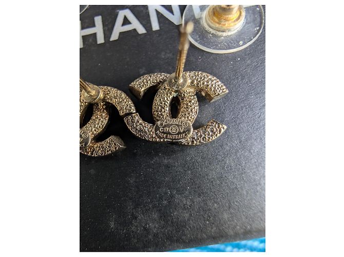 Chanel CC F17V Logo Cristallo GHW Coco Mark Orecchini Mini Classici Scatola Dorata D'oro - vista 4