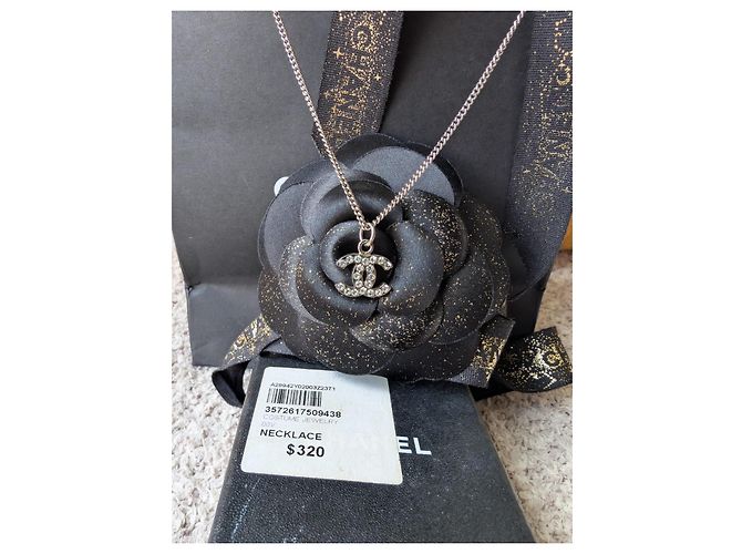 Chanel CC B10V collana classica senza tempo scatola cristallo ricevuta Argento - vista 15