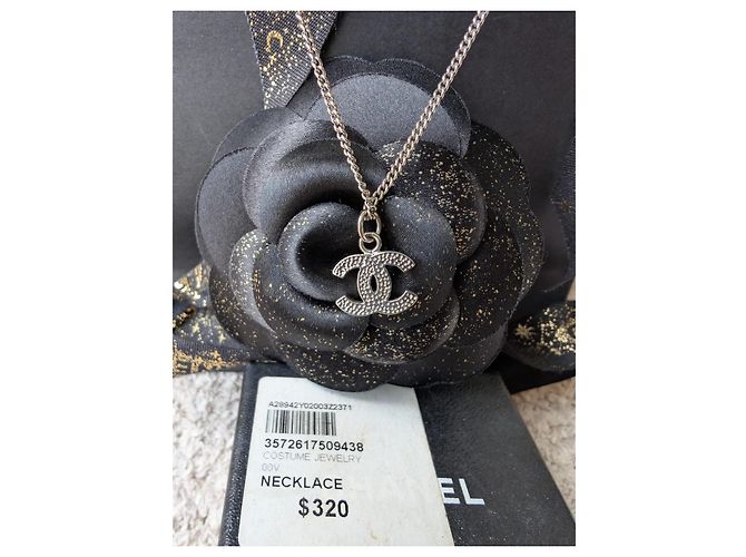 Chanel CC B10V collana classica senza tempo scatola cristallo ricevuta Argento - vista 16