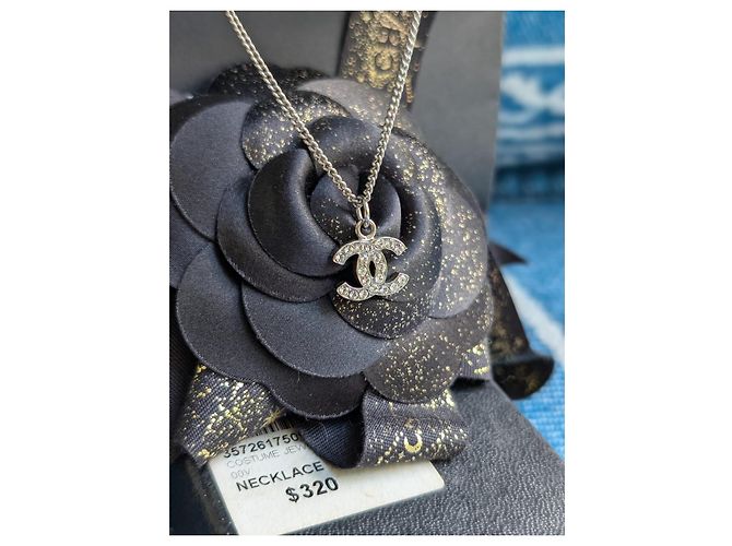 Chanel CC B10V collana classica senza tempo scatola cristallo ricevuta Argento - vista 4