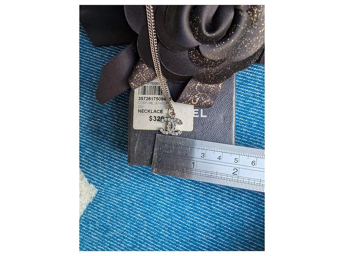 Chanel CC B10V collana classica senza tempo scatola cristallo ricevuta Argento - vista 5