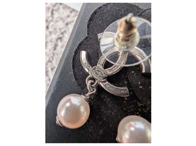 Chanel CC C22C Orecchini in Cristallo Perla SHW Pendenti Scatola Ricevuta Argento - vista 10