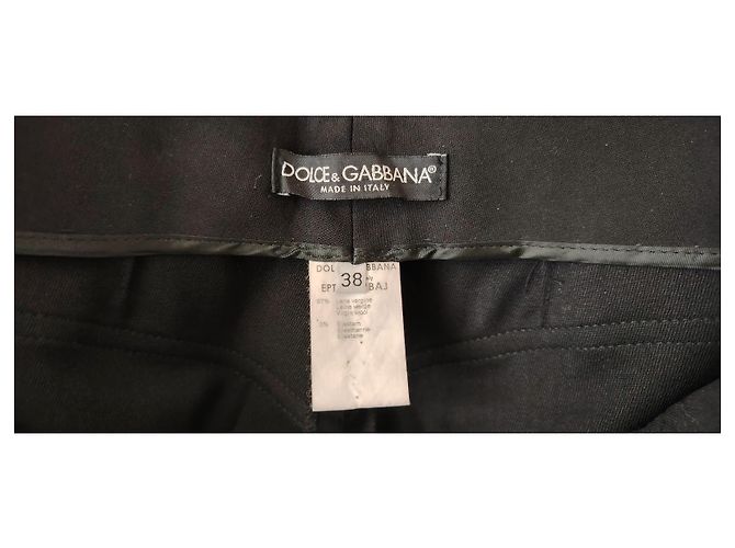 CALÇAS DE LÃ DOLCE & GABBANA COM PATCH LOGOTIPADO. Preto - vista 4